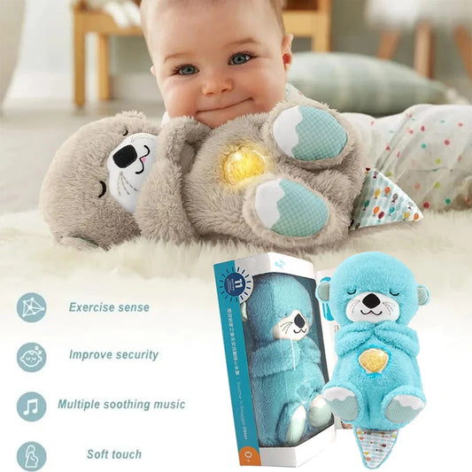 Breathing Otter Baby Sleep and Playmate Otter Musical Stuffed Plush Toy with Light Sound Newborn Sensory Baby Gifts Cat Toys